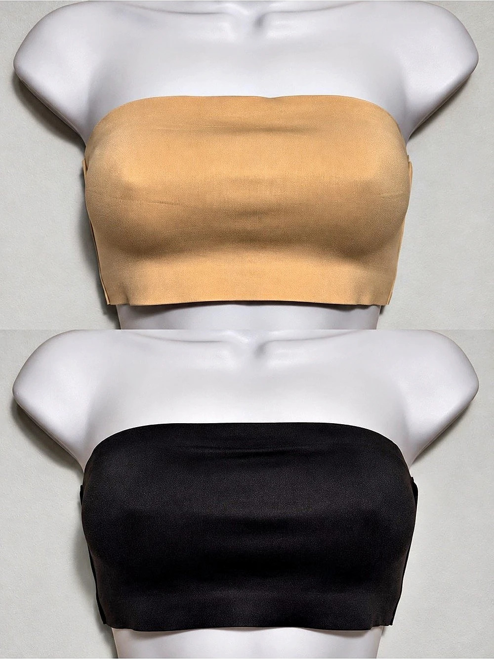 Set of 2 Seamless Strapless Bandeau Bras Black & Nude M